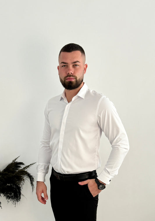 Camasa cu butoni detasabili si nasture clasic