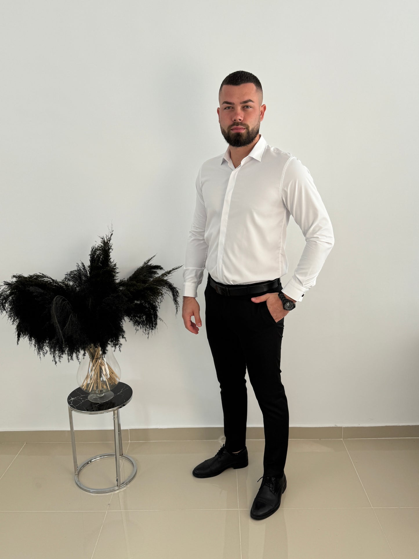 Camasa cu butoni detasabili si nasture clasic
