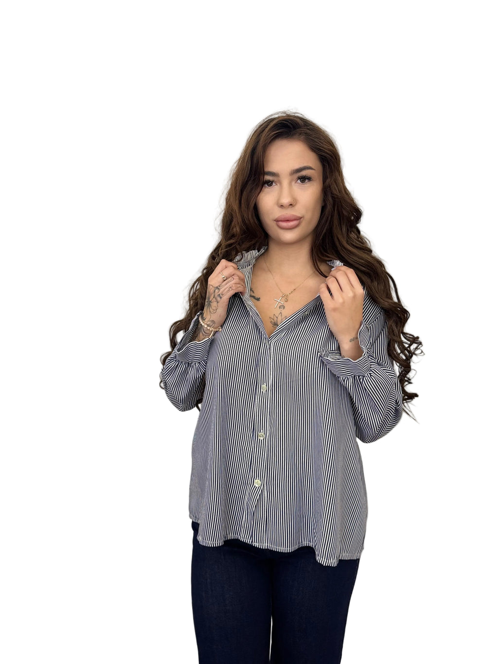 Cămașă cu dungi albastre