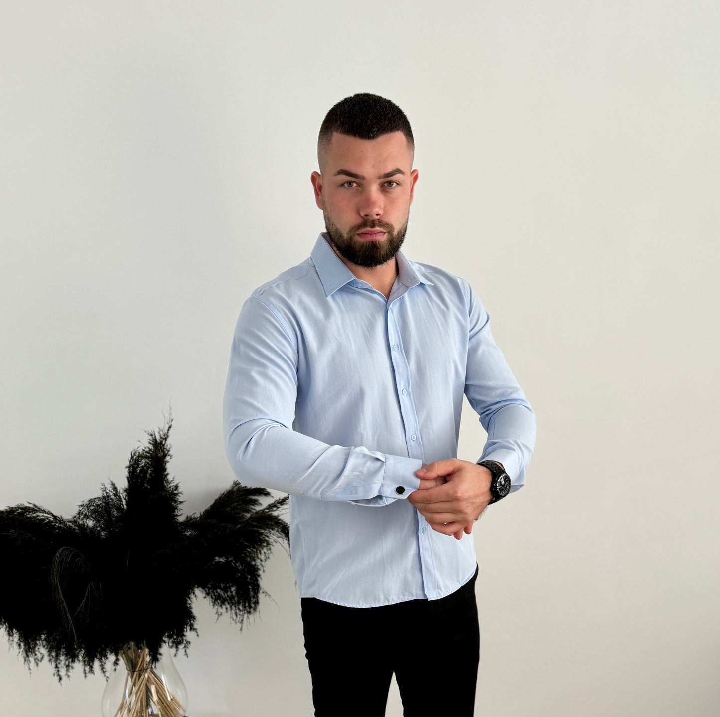 Camasa cu butoni detasabili si nasture clasic
