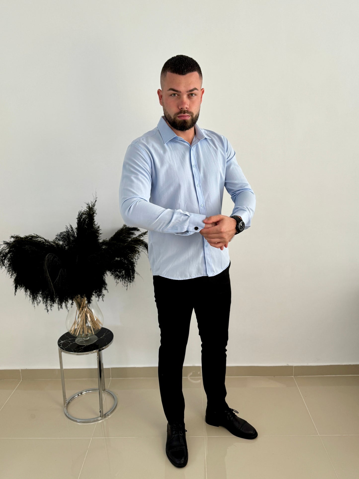 Camasa cu butoni detasabili si nasture clasic