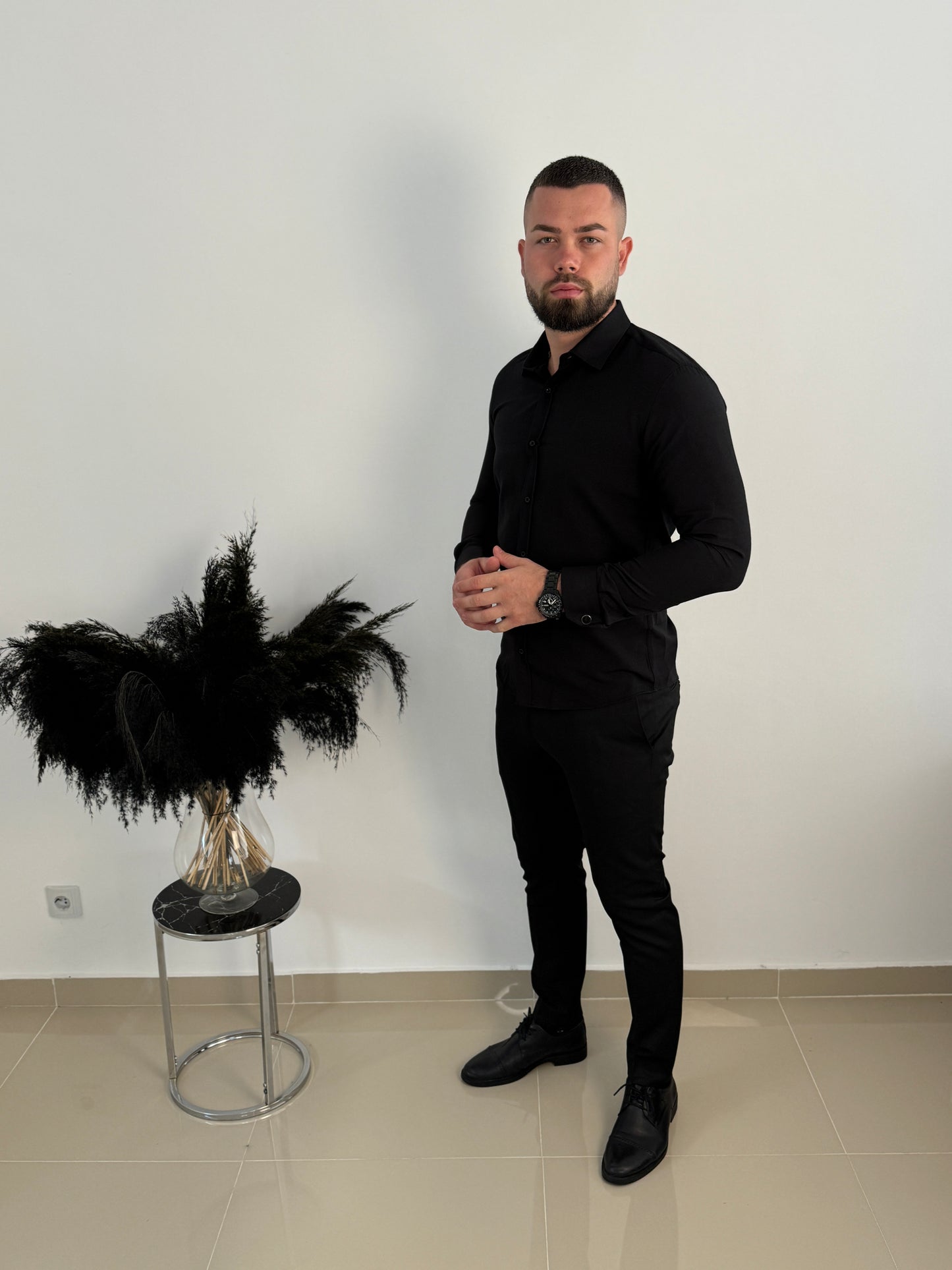 Camasa cu butoni detasabili si nasture clasic